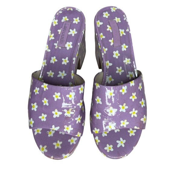 Larroude Womens Floral Miso Platform Slide Sandal Lavender 7 Coquette Cottage - Picture 7 of 16